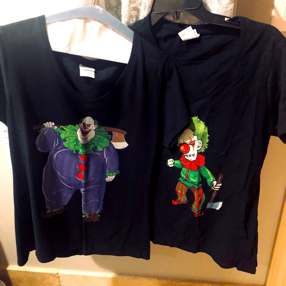 Halloween clown women’s Tshirts both for one price GUC